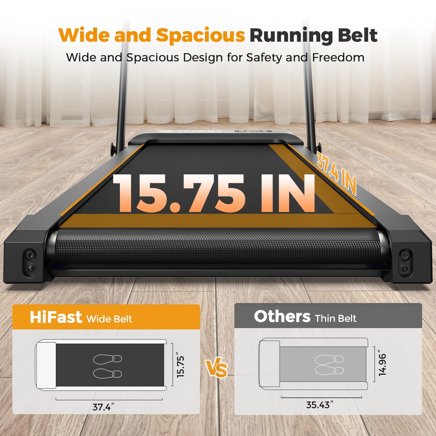 HiFast Walking Pad Treadmill, 3 in 1 Foldable Under Desk Treadmills for Home Office, Small Walking Pad with Incline Handle Bar, 300lbs Capacity 2.5HP Portable Running Machine with APP Remote Control