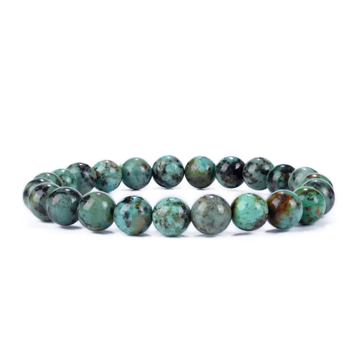 Cherry Tree Collection African Turquoise Beaded Bracelet – Genuine 8mm Gemstone Stretch Bracelet for Men & Women – Handmade Crystal Bracelet - (African Turquoise - M)