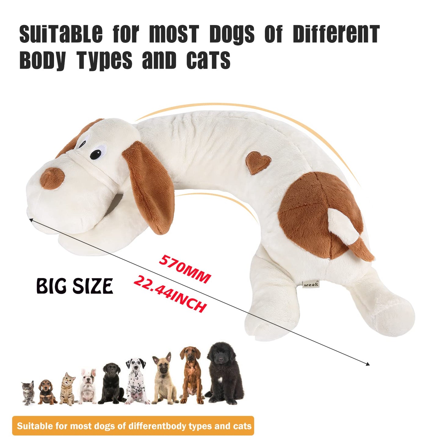 WEOK Heartbeat Dog Toy for Puppy- Helps for Dog Anxiety Relief and Calming Aid, Stuffed Animal Anxiety Calming Behavioral Aid Puppy Heartbeat Toy Sleep aid for Dogs Cats Pets