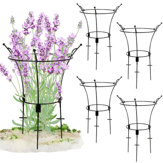 4 Pack Large Peony Cages and Supports,23.2" H X 13.4" D Metal Peony Support Rings,Tall Plant Support Garden Stakes for Outdoor Plants and Other Flopping Flowers