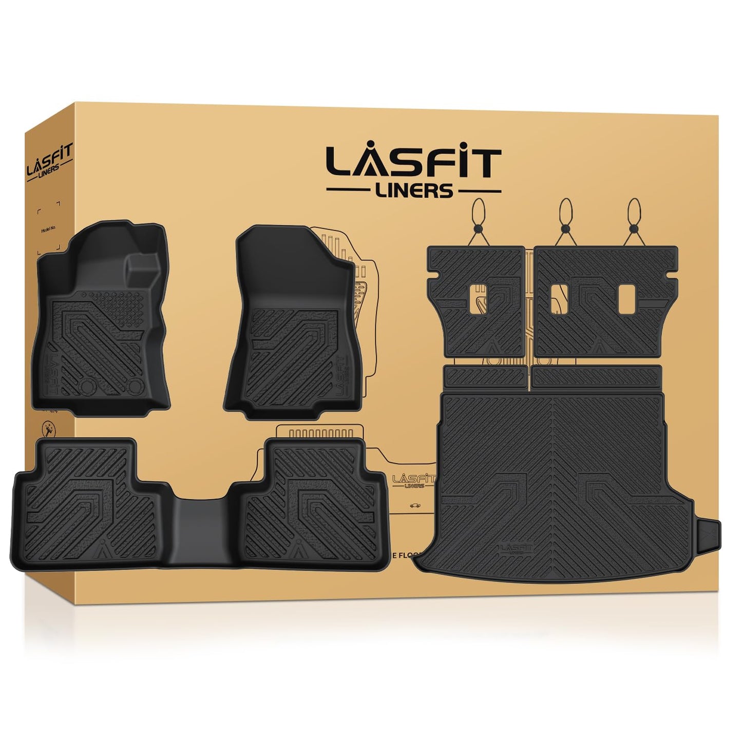 LASFIT Floor Mats & Backrest & Cargo Mats for Subaru Forester 2026 2025 (Fit Hybrid, Not for Gas), All Weather TPE Custom Fit Easy Clean for Forester Hybrid 2025 2026 Car Accessories Trunk Liners