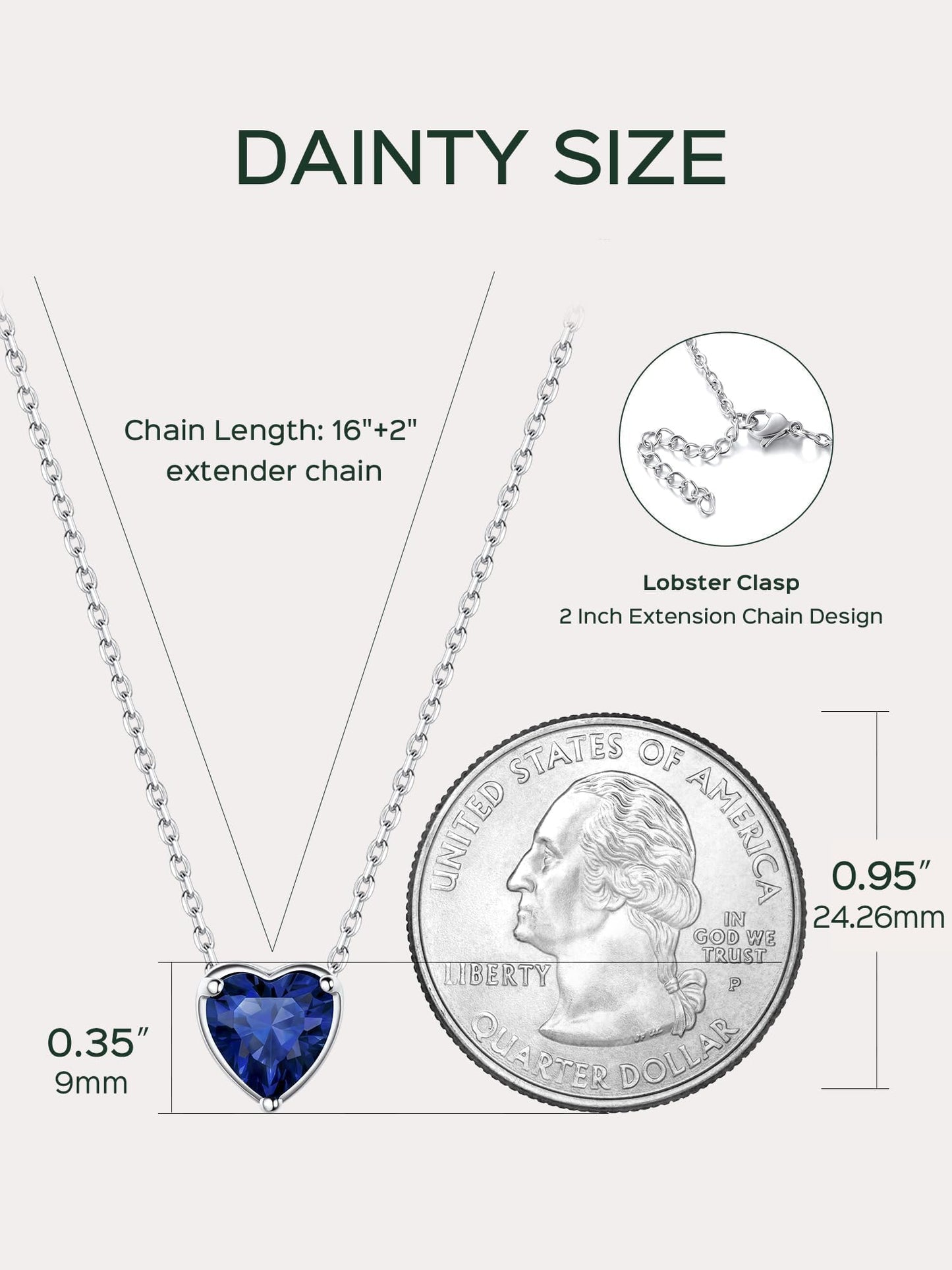 ChicSilver Sapphire Necklace for Women Navy Blue Necklaces for Women September Birthstone Necklace Love Heart Sapphire Jewelry