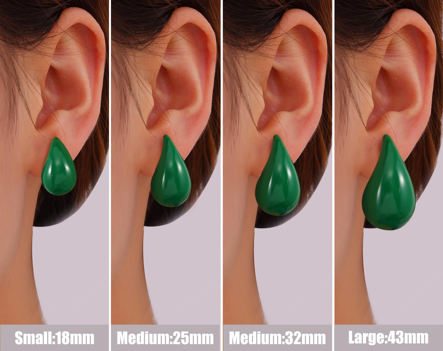 Gacimy Green Teardrop Earrings Dupes for Women, Chunky Drop Earrings for Women with 925 Sterling Silver Post, 1 Inches Green