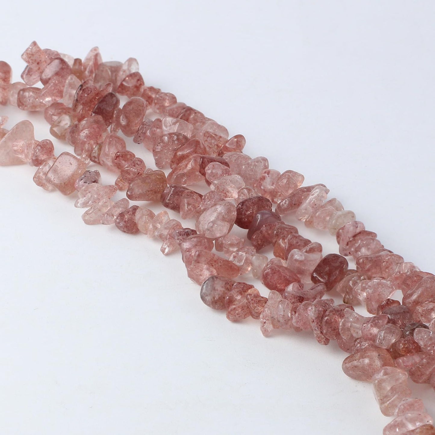31 inches Chip Stone Loose Gemstones Beads Drilled Strand for Jewelry Making (Strawberry Quartz)