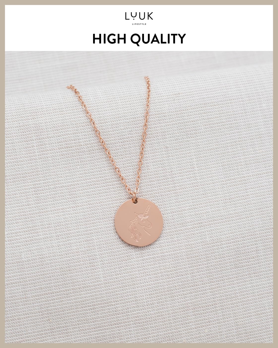 LUUK LIFESTYLE Unicorn pendant necklace, 19 inches sturdy thin chain, waterproof, tarnish-free, stainless steel, Gifts for women, friend, daughter, dainty, trendy, casual, aesthetic (Gift Card)