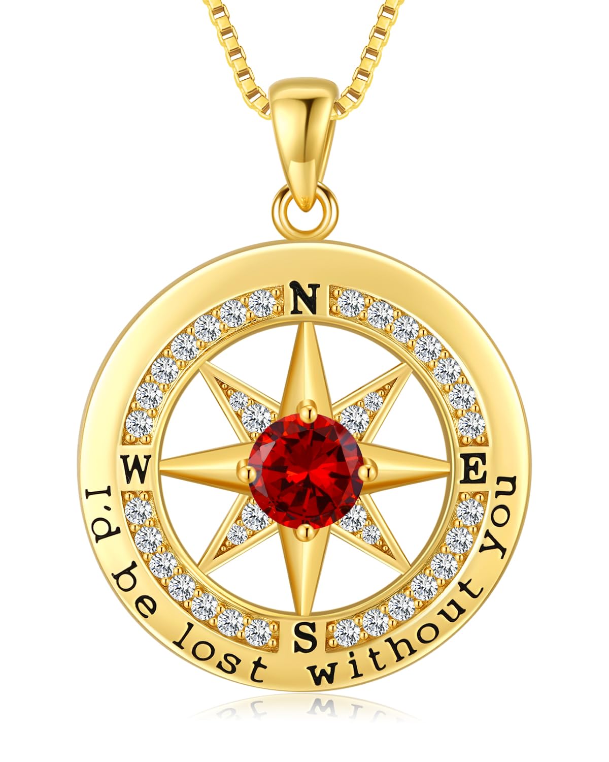 S925 Necklace Gift for Wife |Compass Jewelry |Women Anniversary |Sterling Silver |Girlfriend Birthday Gifts for Her Valentines |I'd be Lost without You |18K Gold Jan 01