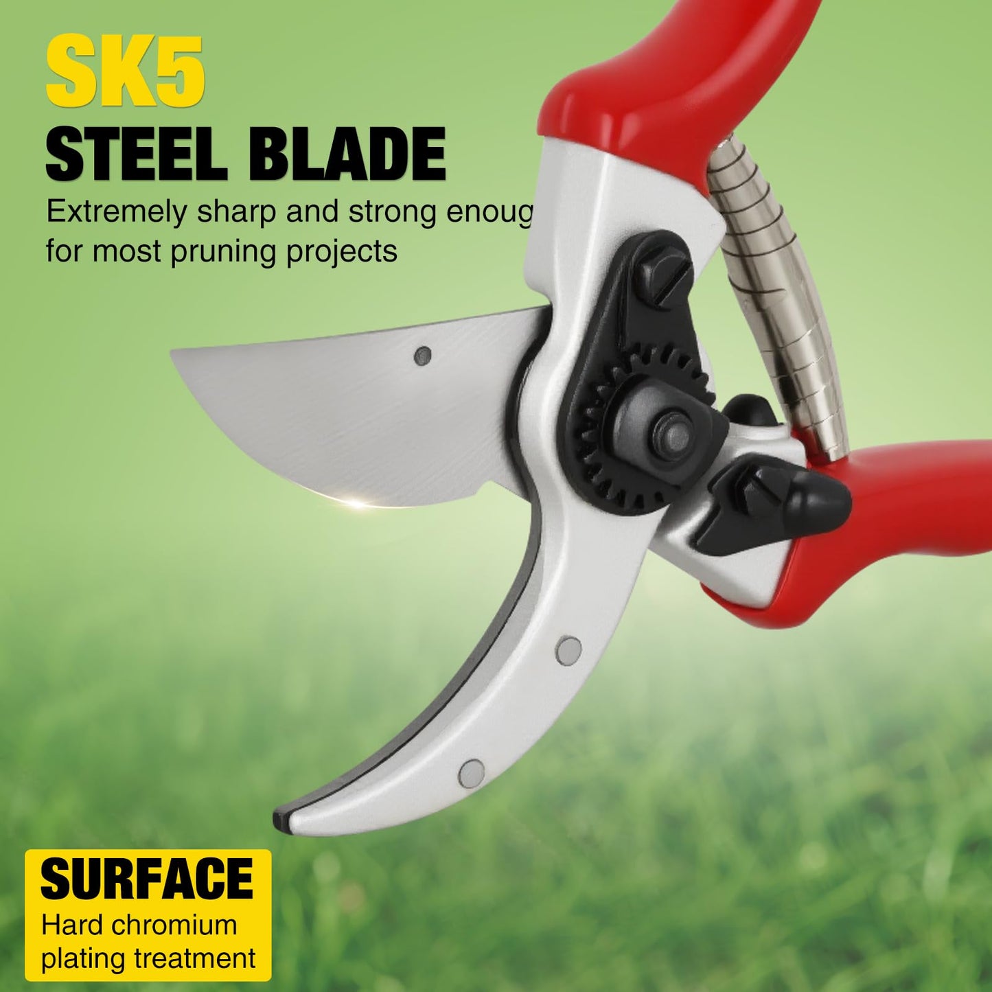 Yesker Pruning Shears Pruners for Gardening 8.5 in Professional Bypass Garden Scissors with Sharp SK5 Steel Blade Heavy Duty Hand Garden Shears Clippers for Branch Flower Plant Trimming Cutting Tools