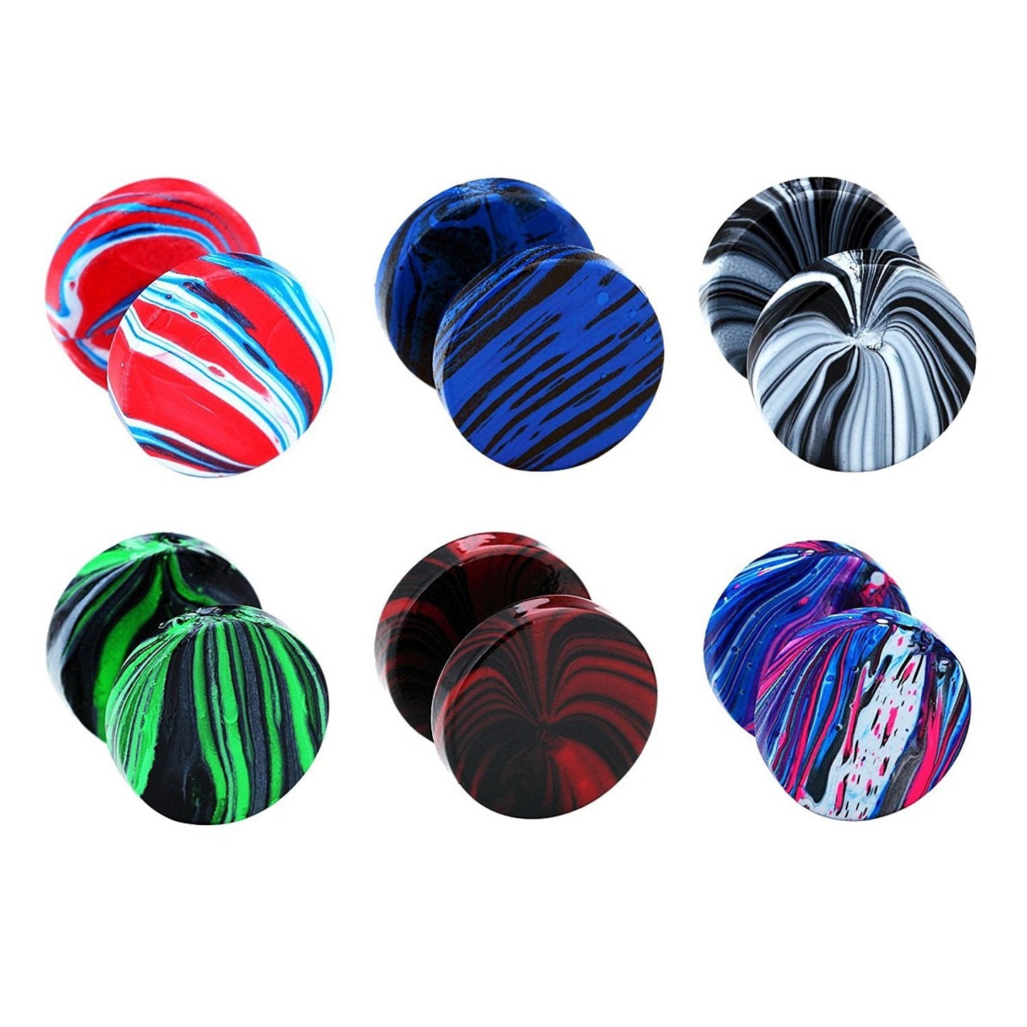 JEWELRIESHOP Fake Plugs Faux Gauge Earrings Stainless Steel Studs Circle Flat Back Cheater Illusion Tunnel Dumbbell Barbell Earrings Fake Ear Plugs for Women (16G, 6pcs, 10mm)