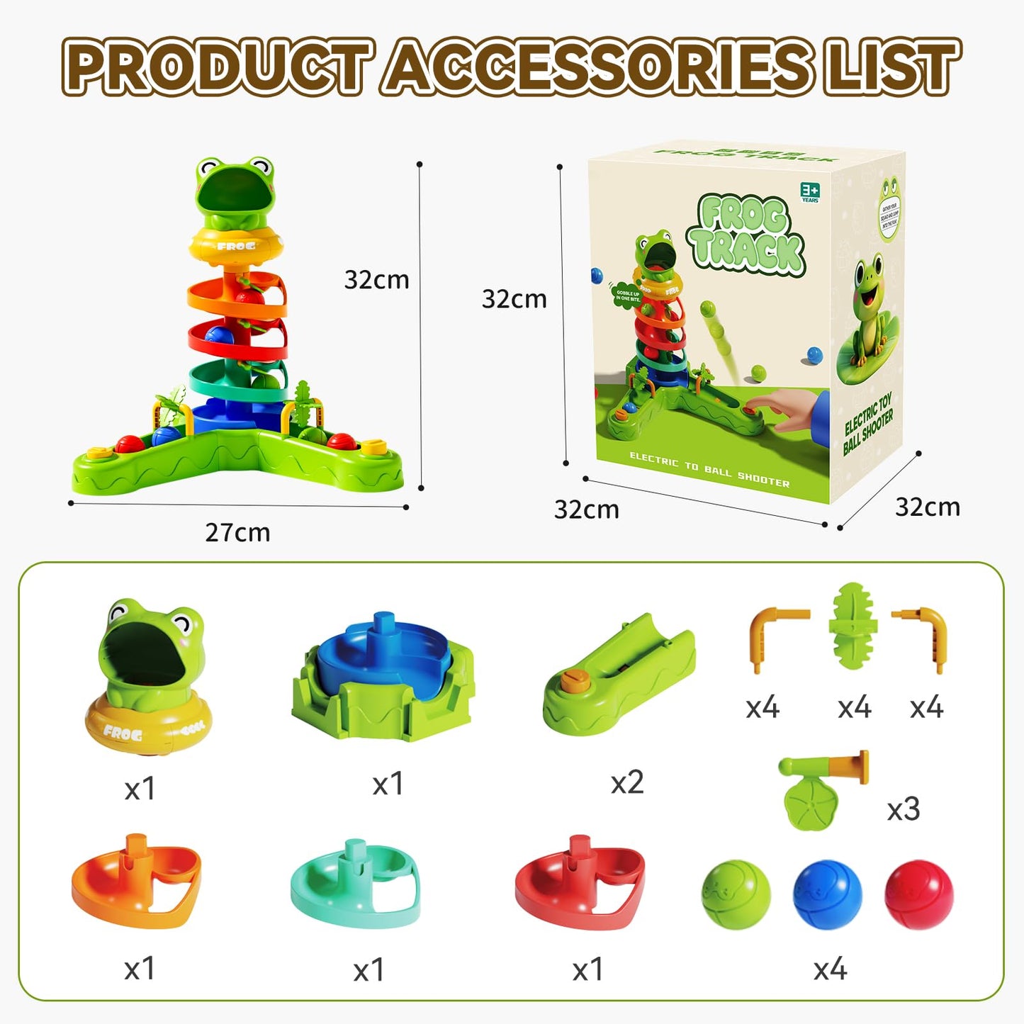 KNMDU Frog Ball Drop Toy for Kids, 5 Layer Roll Swirling Ball Tower with 12 Balls, Spin and Learn Shoot Balls Drop Montessori Toy, Gifts for Toddler Boys Girls 2 3 4 5 6 7 8+ Years Old (2 Player)