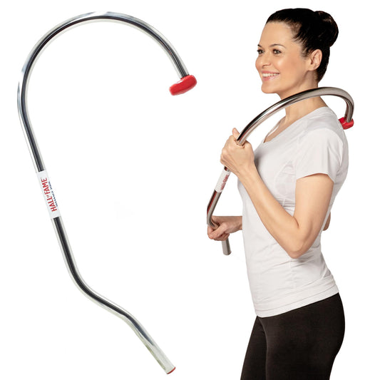 Acuforce Hall of Fame Neck & Back Massager Tool - Trigger Point Massage Tool with Self Massage Hook for Pain Relief, Shoulder, Neck, and Back Muscle Knot Remover - Gift for Men and Women