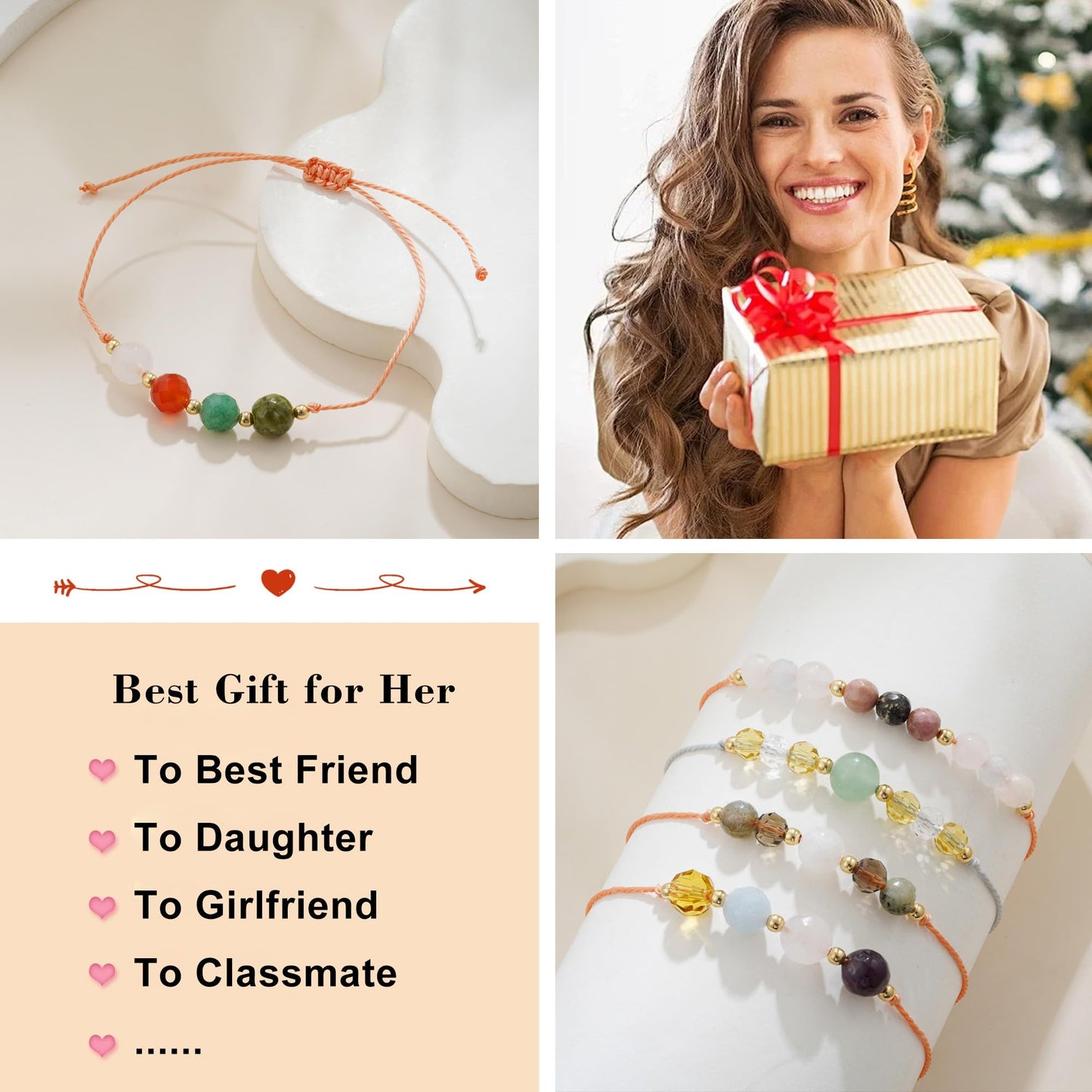 Fezodo Pregnancy Gifts for Expecting Mom, Protection Crystals Natural Energy Healing Crystal Beaded Bracelet Empath Protection Bracelet for Women Chistmas Valentines day Birthday Gift for Friends Women
