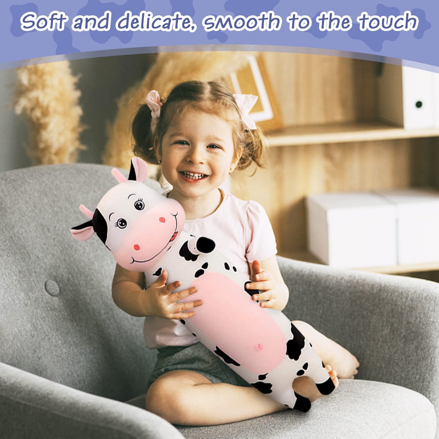 TEFU Cute and Creative Cow Plush Toy: A Soft and Adorable Cartoon-Style Hugging Pillow—Perfect as a Birthday Gift for Friends and Kids (100cm/39.3in)