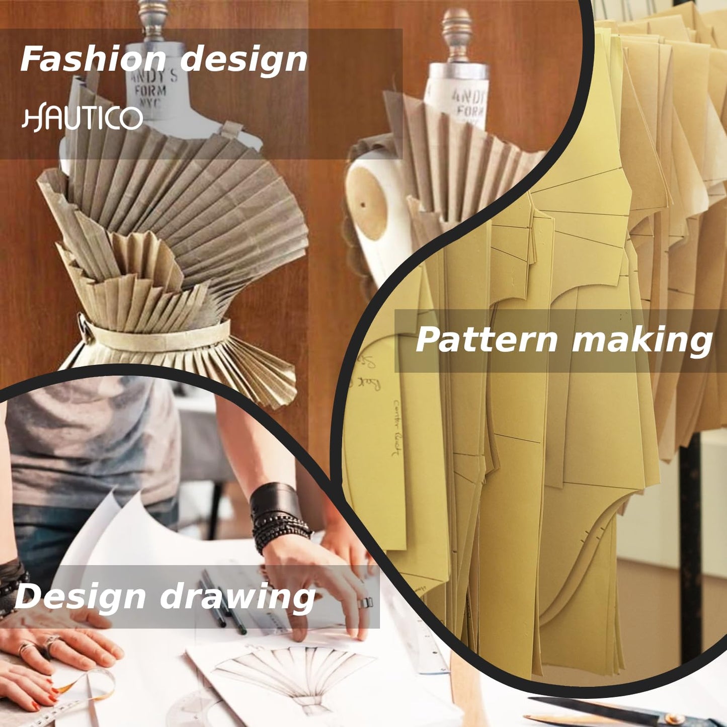 HAUTICO Pattern Making Brown Paper – 15 Yards, 250g Medium Weight Sustainable Drafting Paper for Sewing, Durable Block Paper for Tracing, Altering & Pattern Drafting