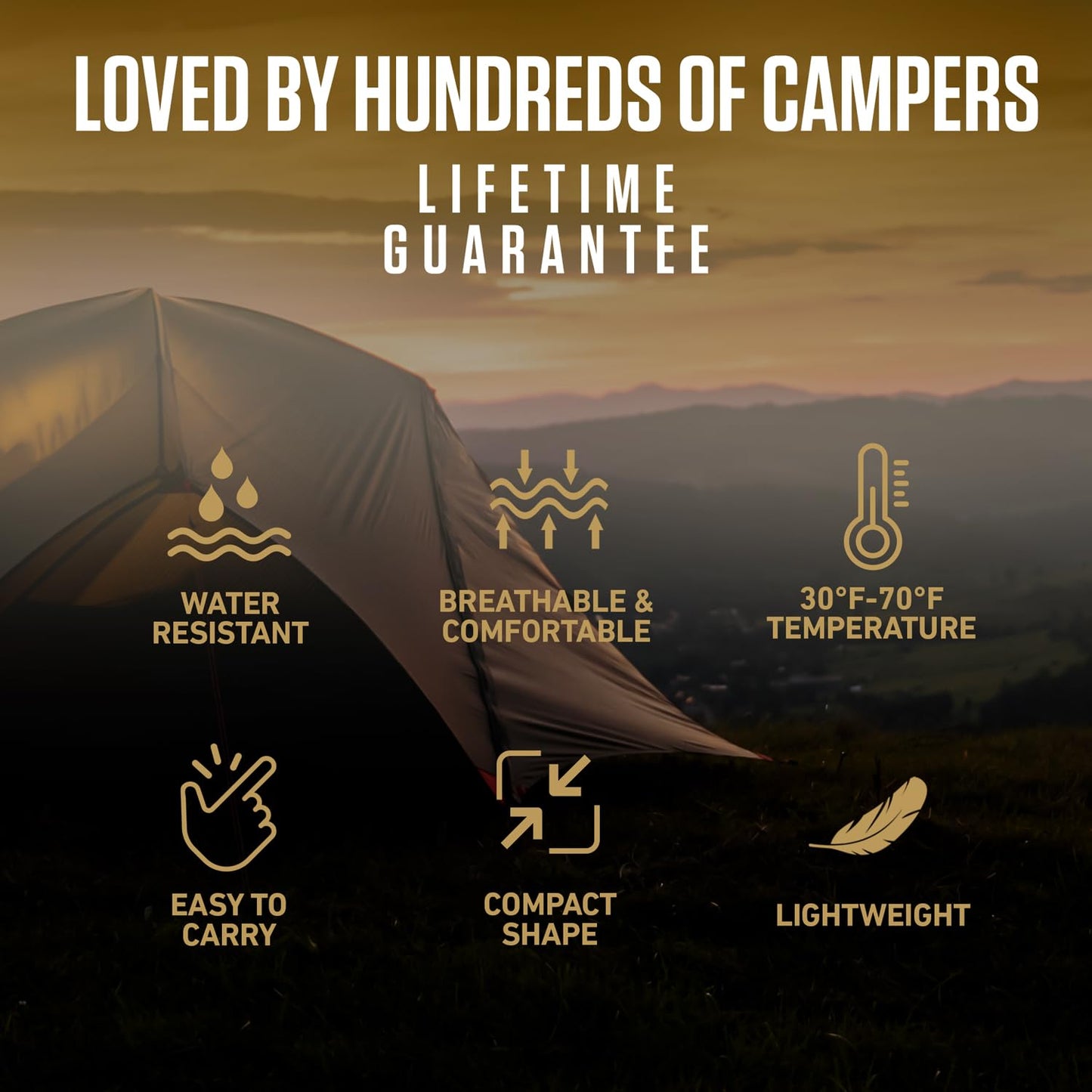 VENTURE 4TH 3-Season XXL Backpacking Sleeping Bag, Camping Sleeping Bags for Adults & Kids - Lightweight, Comfortable, Water Resistant, Ideal for Hiking, Camping & Outdoor - Black