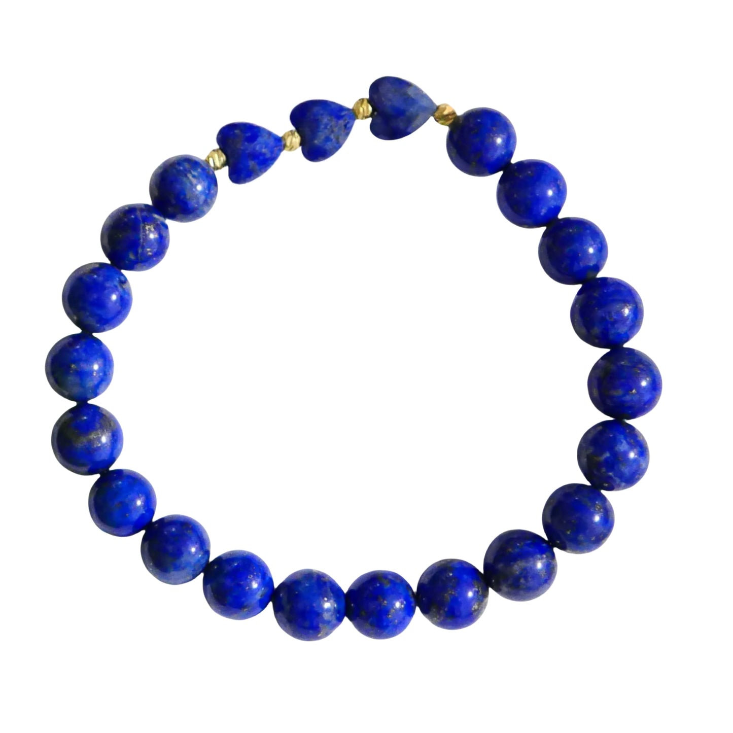 Lapis Lazuli Heart Bracelet for Women – Natural Blue Crystal Healing Stone Beads | Heart Shaped Gemstone Jewelry for Love, Stress Relief & Chakra Balance | Spiritual Gift with Box