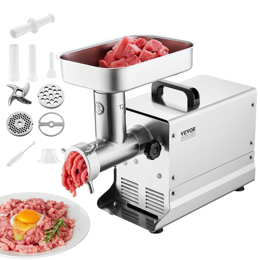 VEVOR Meat Grinder, 0.75 HP 550W, 11 Lbs/Min Electric Meat Grinders with Blade, Grinding Plate, Sausage Maker, Stainless Steel Commercial Meat Mincer for Kitchen Restaurant Butcher Store, ETL Listed