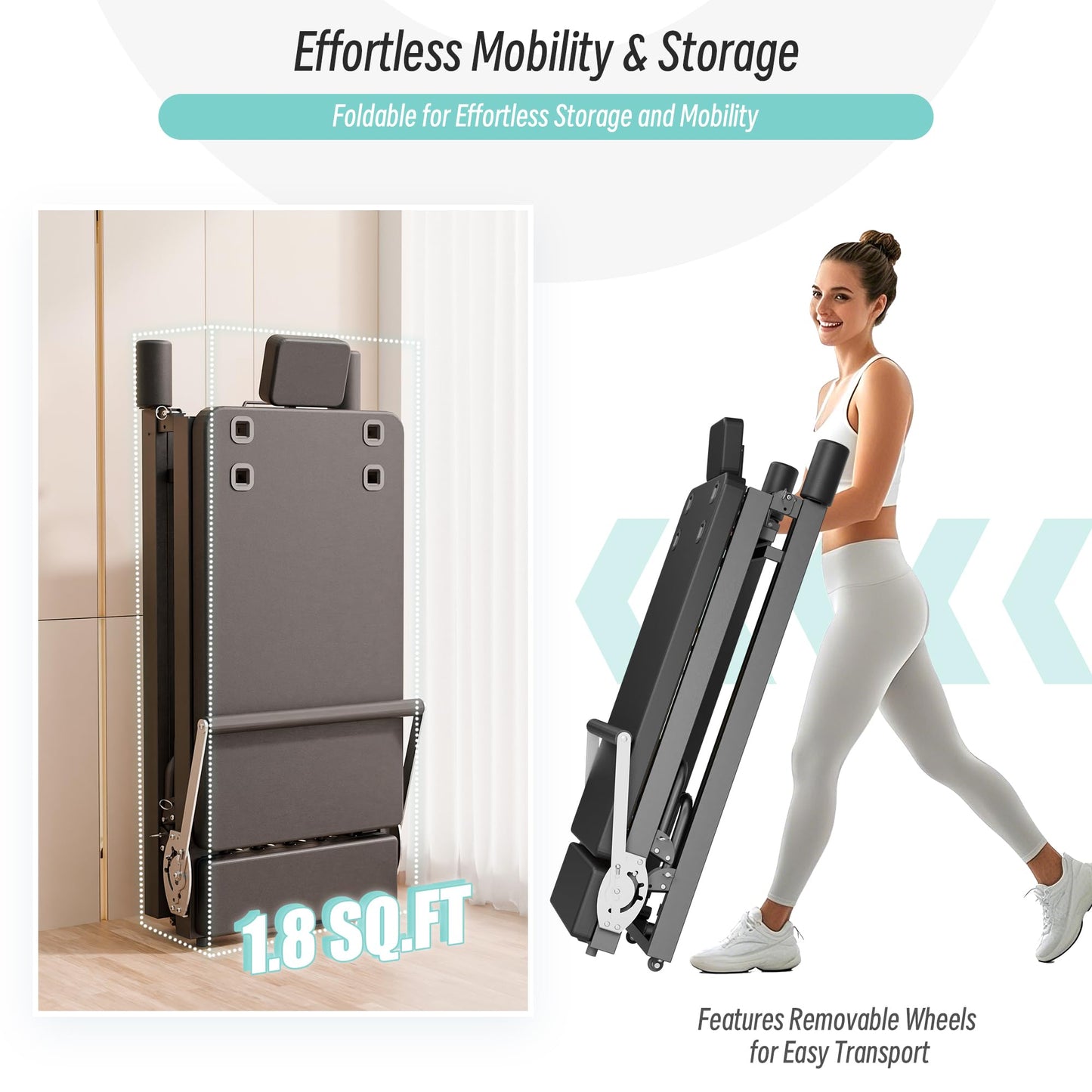 MU Pilates Reformer, Foldable Reformer Pilates Machine with Dual Resistance for Home Use and Gym Workout, Suitable for Advanced and Beginners Users (91.5" with Jump Board)