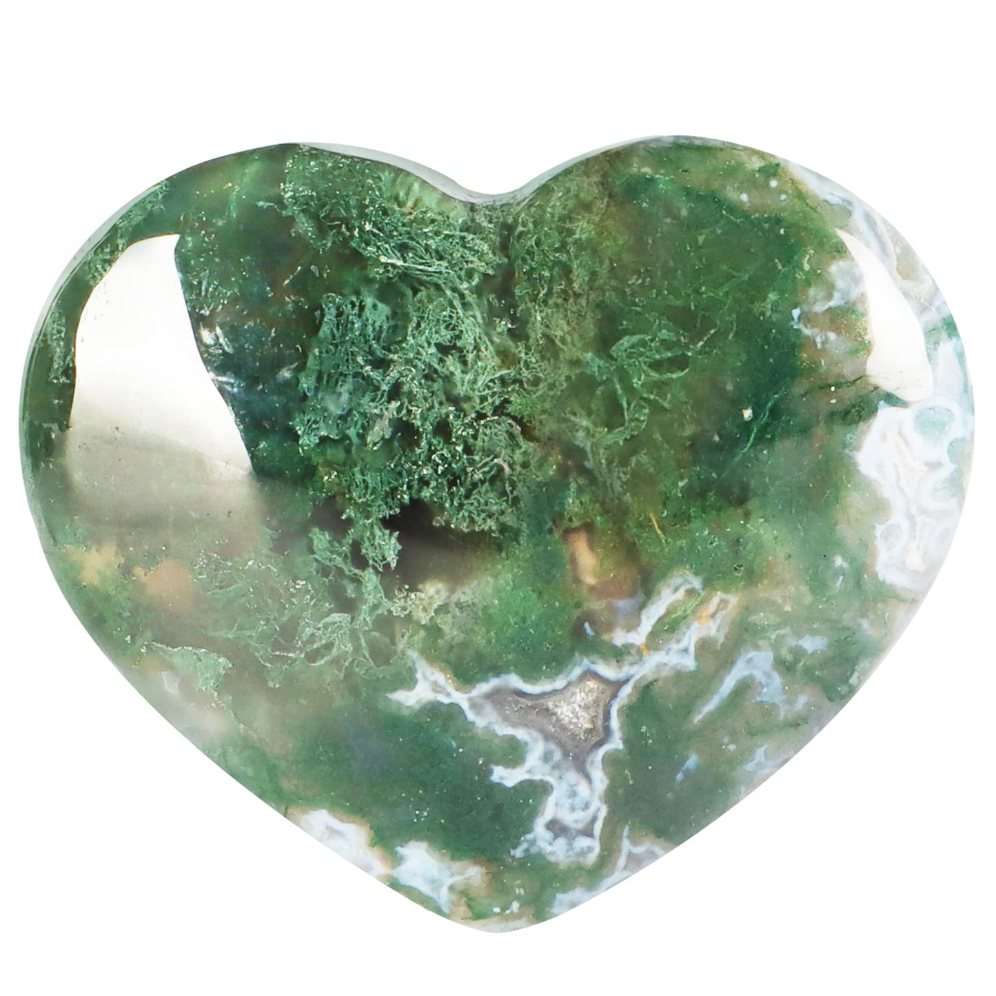 Artistone Crystals Heart 2Inch Moss Agate Heart Stones Healing Crystal Carved Palm Worry Stone Gemstone Chakra Reiki Balancing Meditation Massag Gift