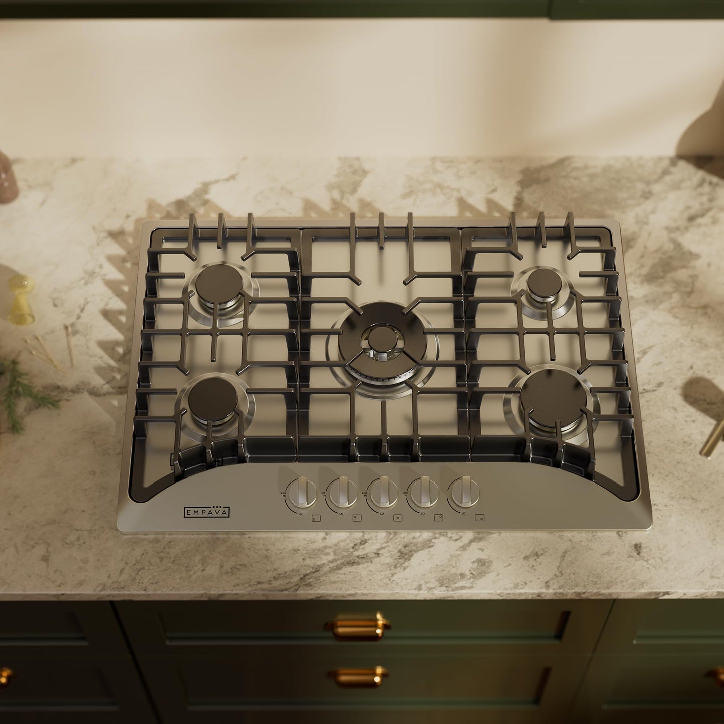 Empava 30" Gas Cooktop with 5 Italy Sabaf Sealed Burners NG/LPG Convertible in Stainless Steel Model 2020, 30 Inch