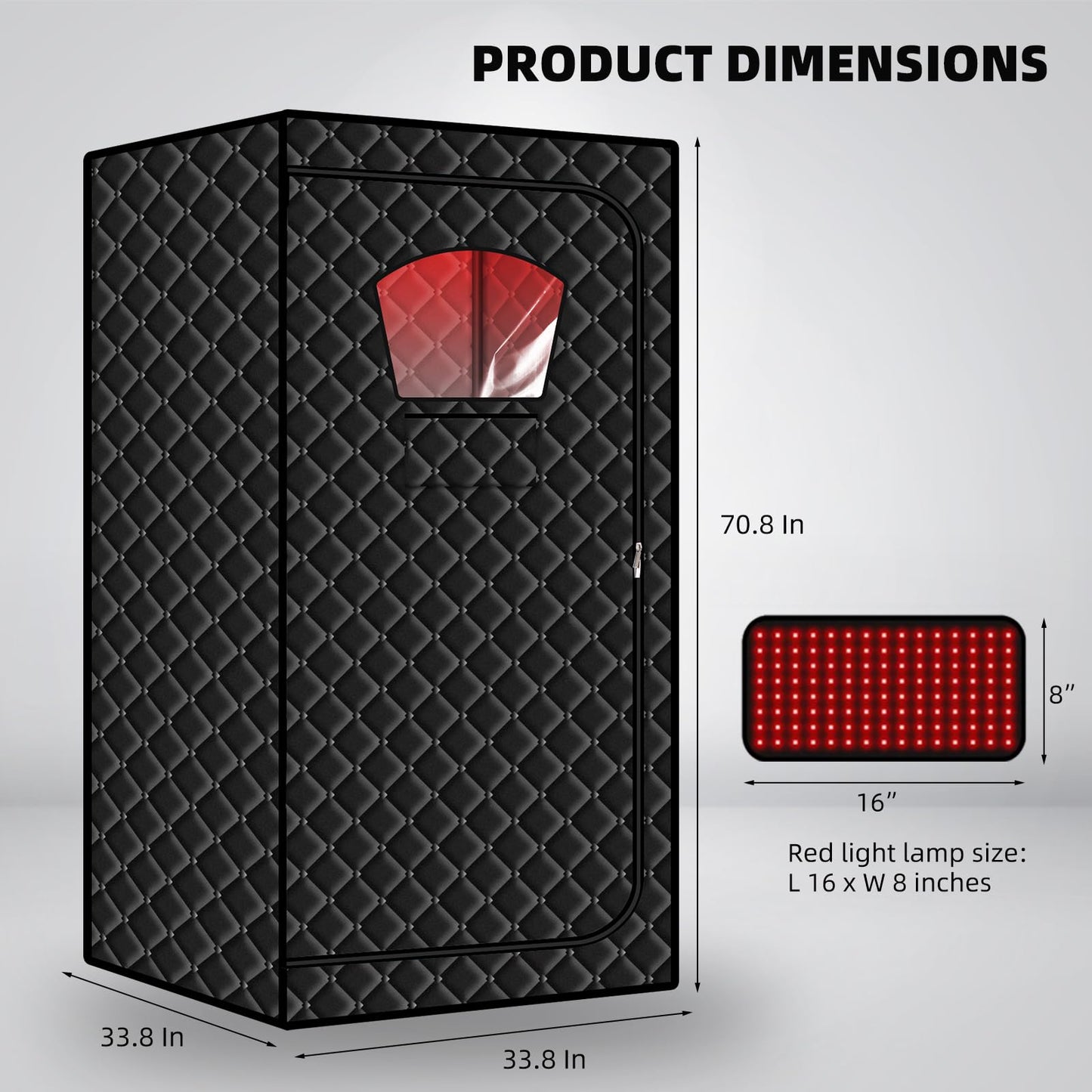 Gollense Hot Air Sauna with 660nm Infrared Red Light Therapy Lamp, Portable Sauna for Home Relaxation One Person Dry Sauna Box, 1500W High Power & 6ft-Tall Personal Tent with Foldable Chair, Black