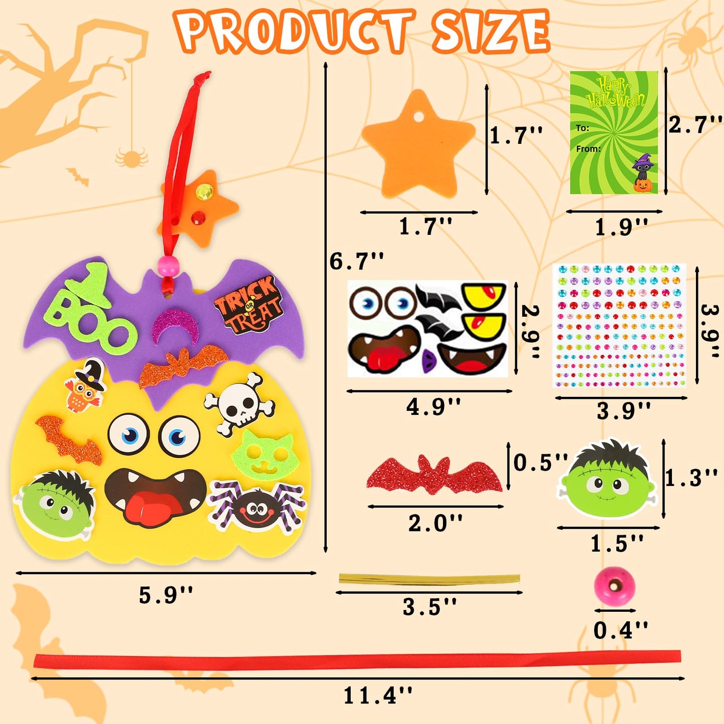 380Pcs Halloween Crafts for Kits 24 Sets Funny Halloween Arts and Crafts for Kids Include 34 Foam Cards 210 Glitter Stickers and All Accessories Included for Kids Adults Halloweens Party Favors