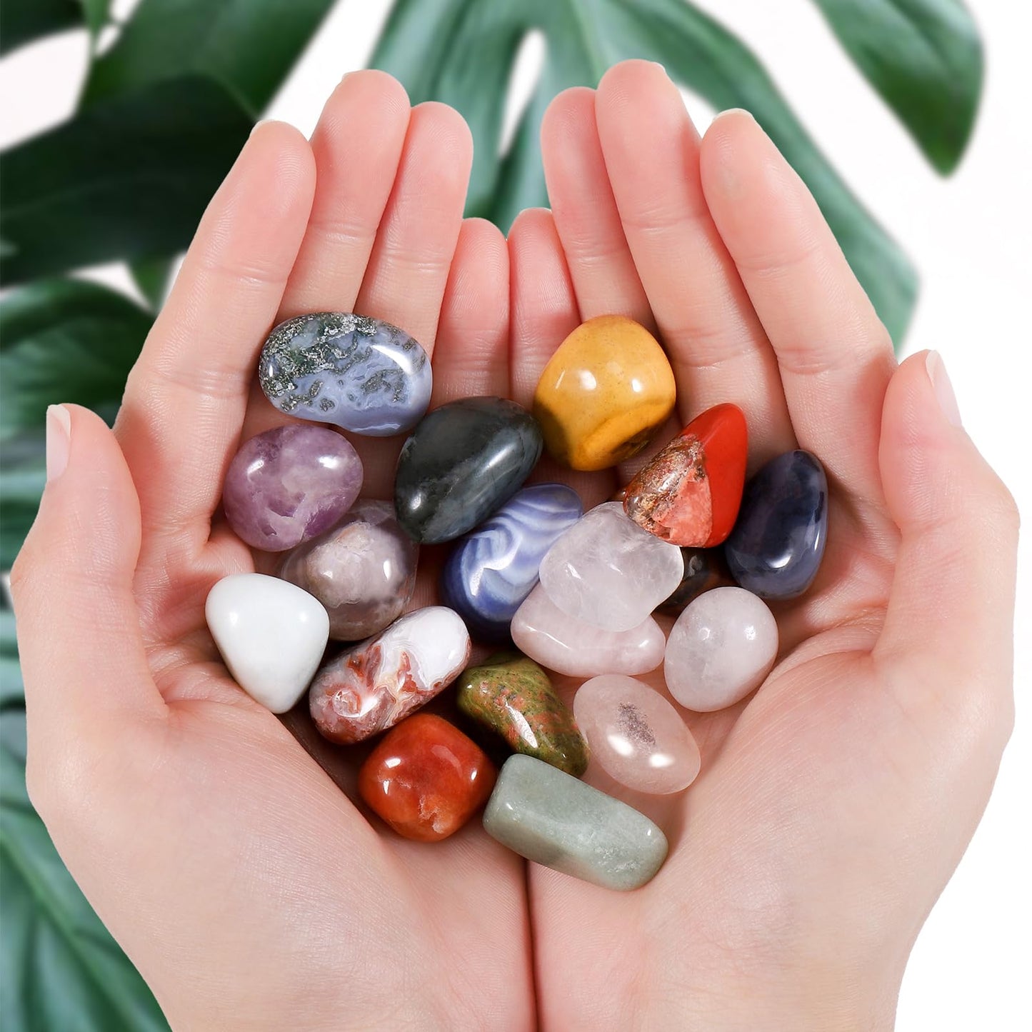 Huiguli 18 Pcs Crystals and Healing Stones Set, Natural Polished Gemstones Collection, Tumbled Healing Crystals for Reiki, Yoga, Chakra Meditation and Positive Energy (0.8-1.2 Inch)
