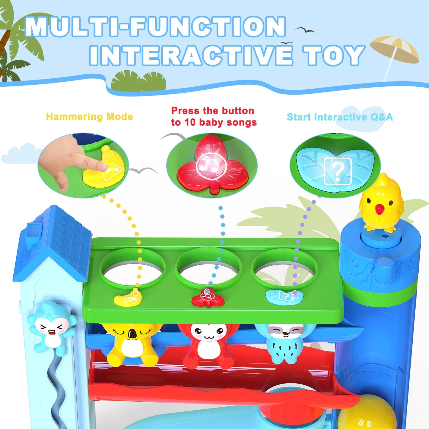 Ussybaby Hammer Toddler Musical Toys, Light-Up Baby Musical Toy for 1-2 Year Old Boys & Girls,STEM Educational Toy with English & Spanish, for Ages 6-9,9-12,12-18,18-24+ Months