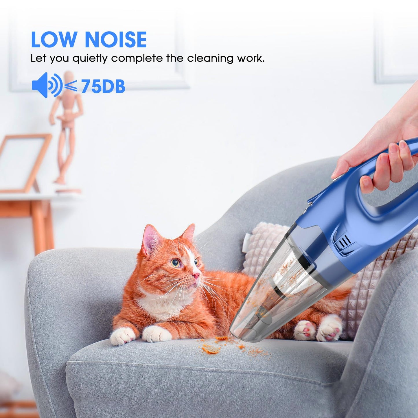 YOOHI Handheld Vacuum Cordless Rechargeable – 6000Pa Mini Hand Held Vacuum, LED Light, 20–25 Mins Runtime, USB Charging, 500ML Cup – Lightweight Small Vacuum Cleaner Cordless for Car/Office/Home