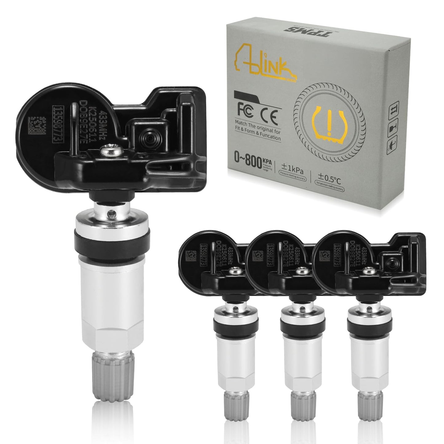 AULINK 13586335 TPMS Sensor, GM 315Mhz Tire Pressure Monitoring Sensor Compatible with Chevy Silverado GMC Cadillac Buick Pontiac Saturn Hummber Saab Replace#13598771 13598772 13581558 4 Pack