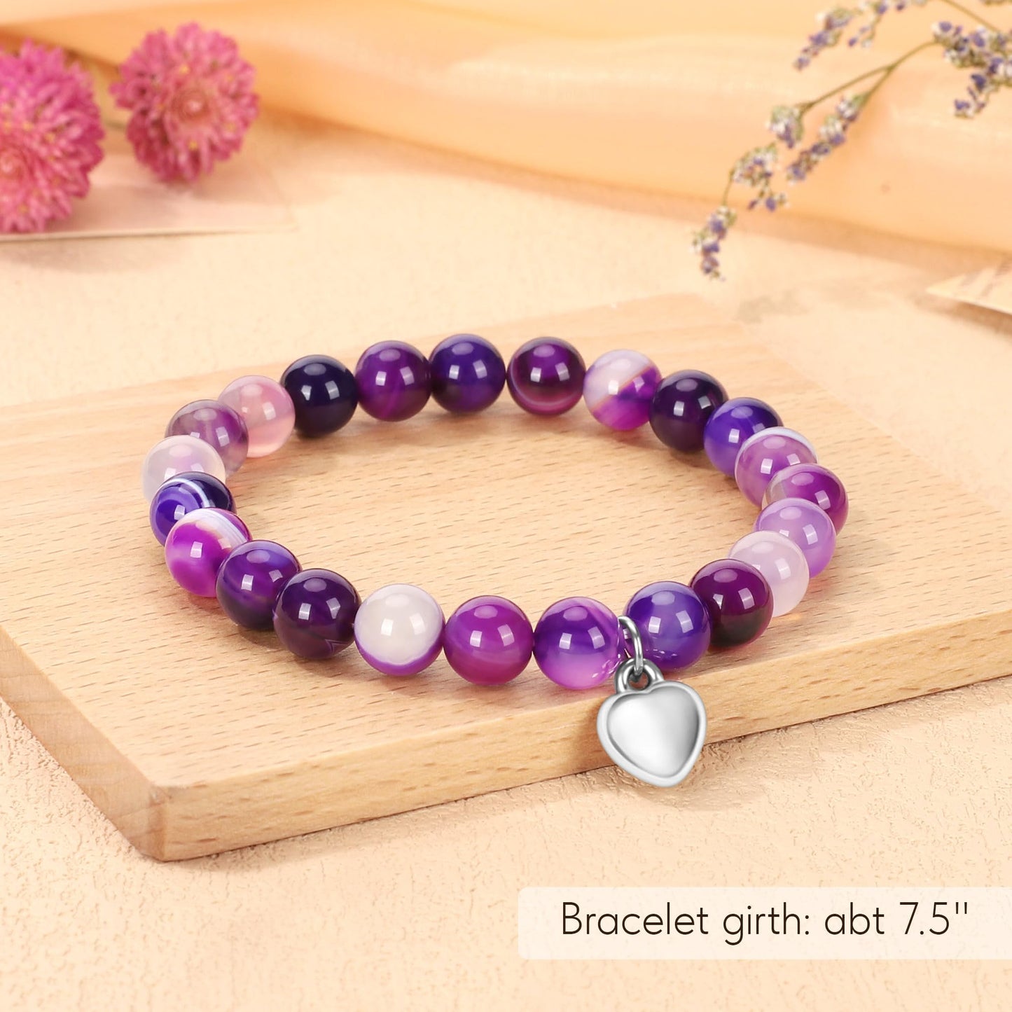WZHENAINI Best Post After Surgery Gifts Get Well Soon Healing Bracelet for Women Thinking of You Presents Feel Better Self Care Purple Inspirational Encouragement Gift for Women