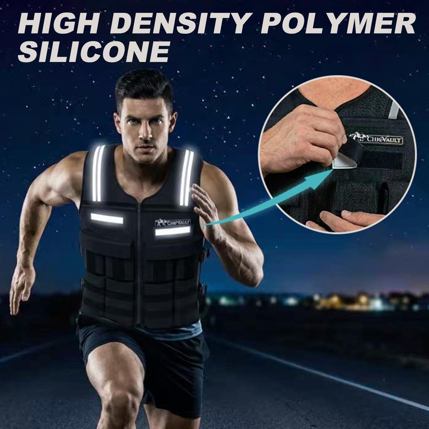 CHICVAULT Adjustable Weighted Vest for Men Women (2-20LB),Soft Silicone Counterweight-providing a snug,comfortable fit,Removable & No-Bounce Design, Rucking, Running, Strength Training, Gym, with Reflective Strip(2-20LB)
