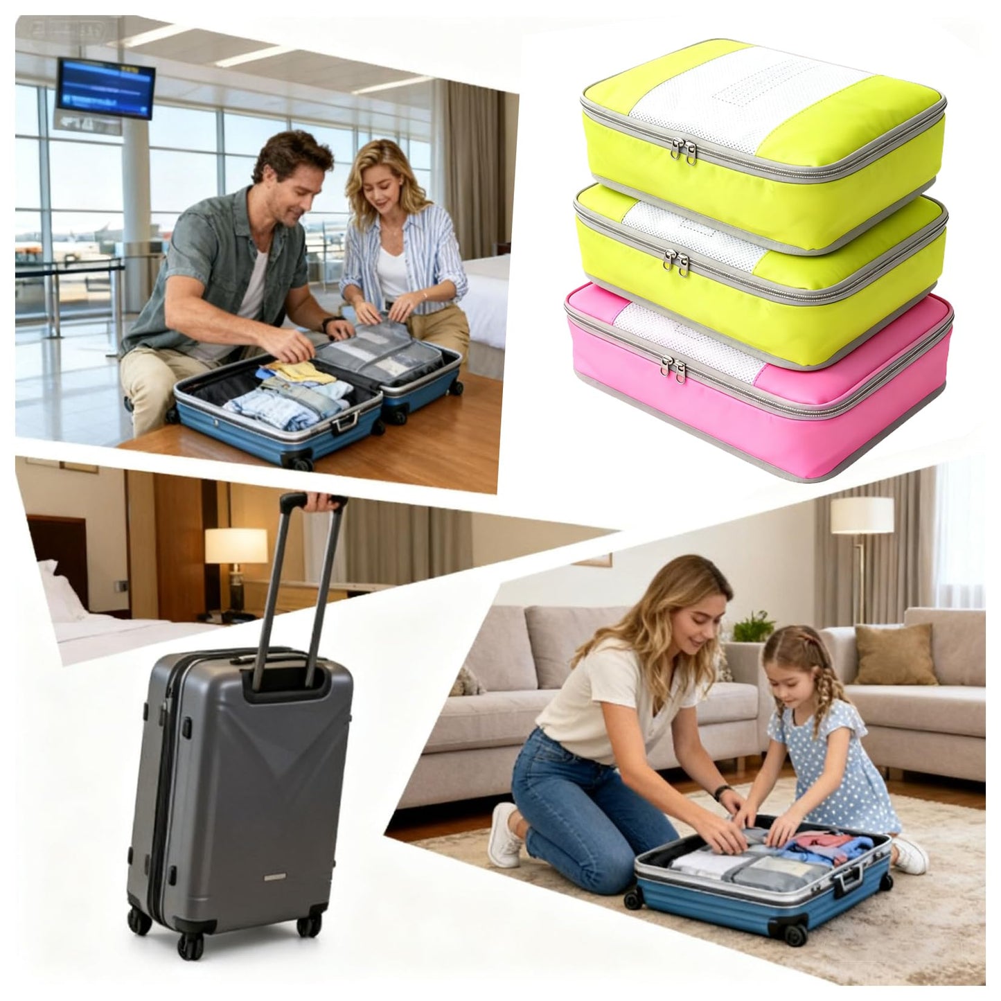 Packing Cubes for 26" Suitcase Travel Luggage Organizers - Travel Organizer Bags Luggage Clothes Accessories Storage Carry on Suitcase Packing Pouches Bag For Men Women Kids 1/4X4PACK