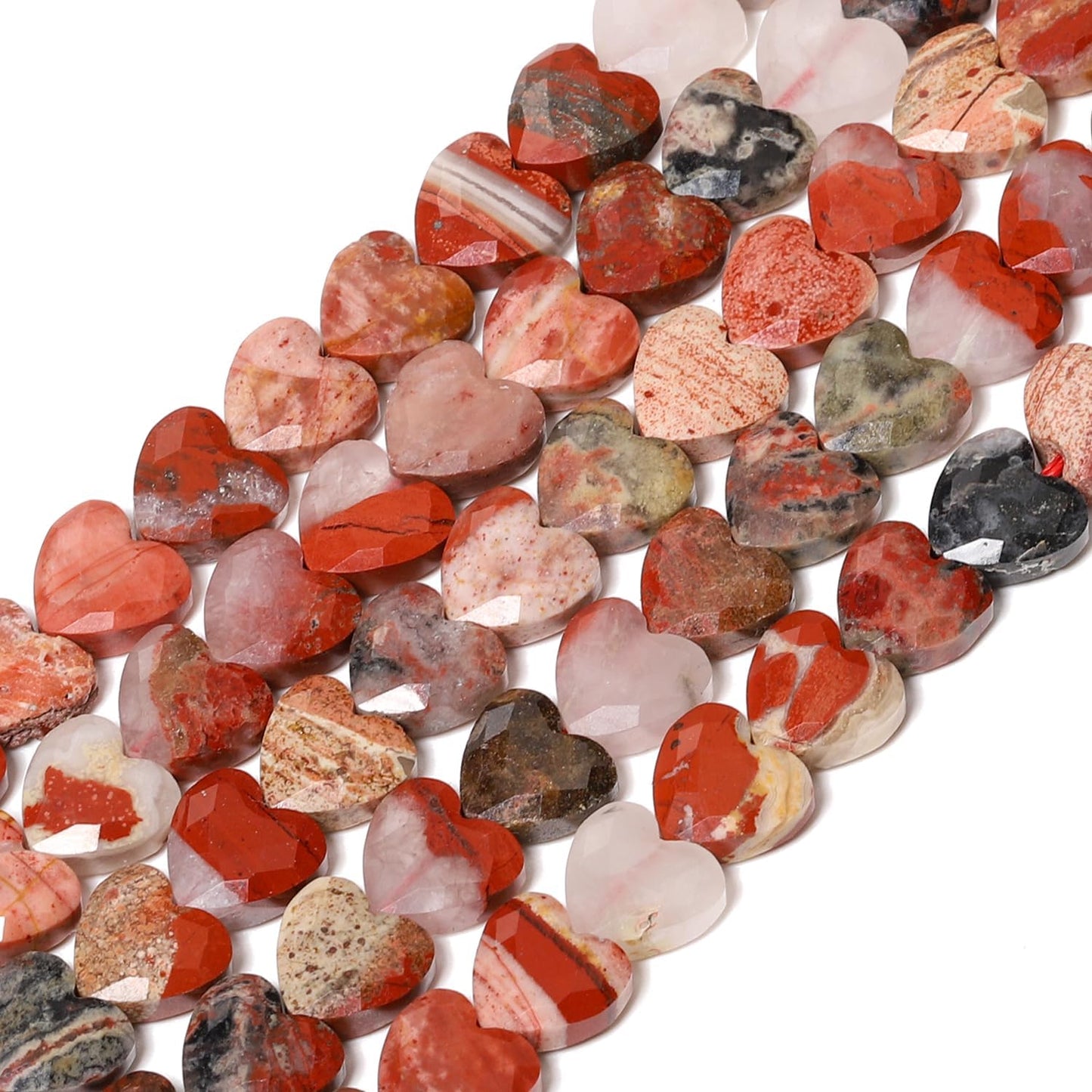 Nitopupu 22pcs Faceted Heart Stone Beads Natural Carnelian Bead 8mm Crystals and Healing Stones for Jewelry Making Supplies,Friendship Bracelet Kit,Love Gifts