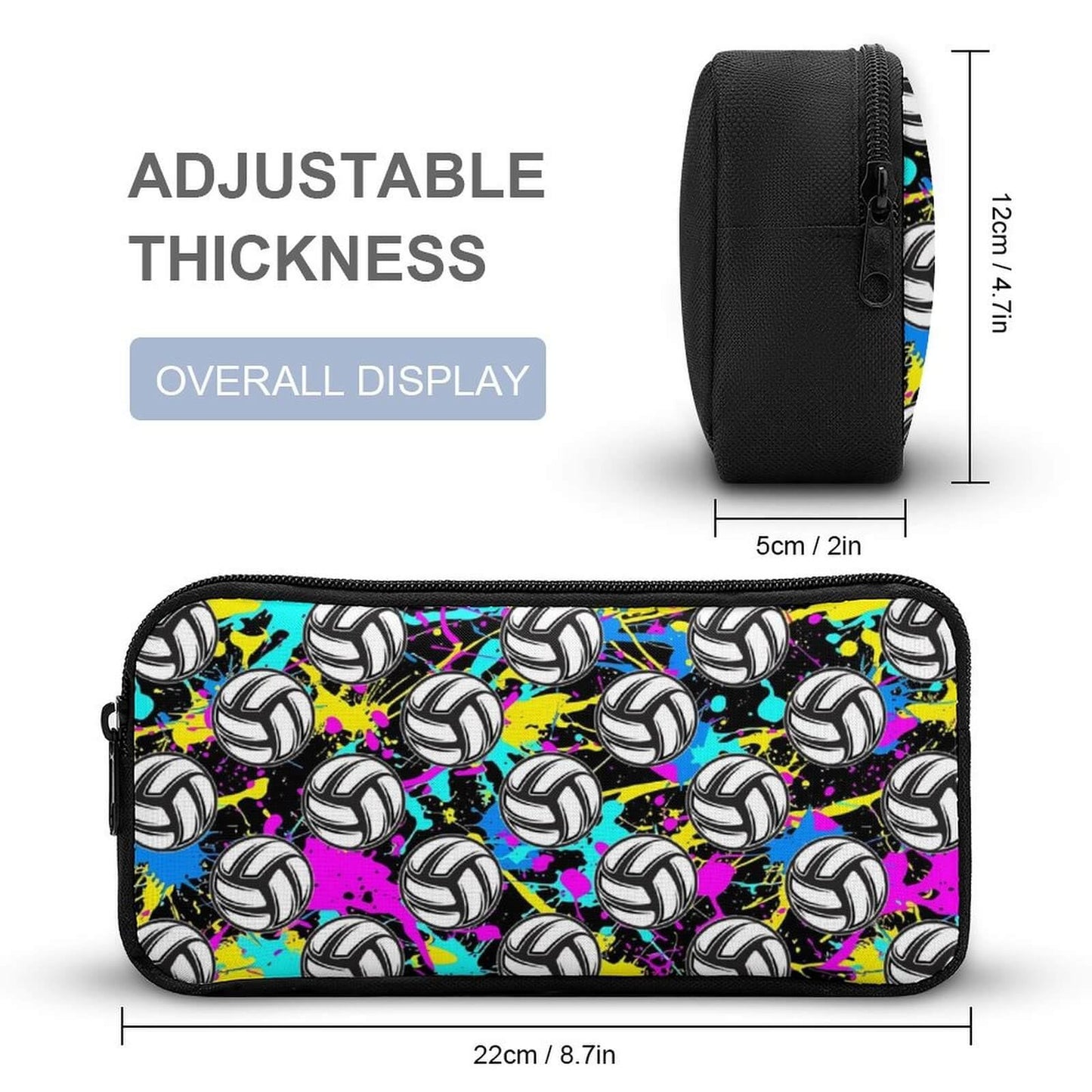 Homieblanket Volleyball Backpack with Lunch Box & Pencil Case, 16 Inch Cool Sports Themed Bookbag, Adjustable Durable Lightweight Large Capacity, Colorful Backpacks Set for Kids Girls Boys School