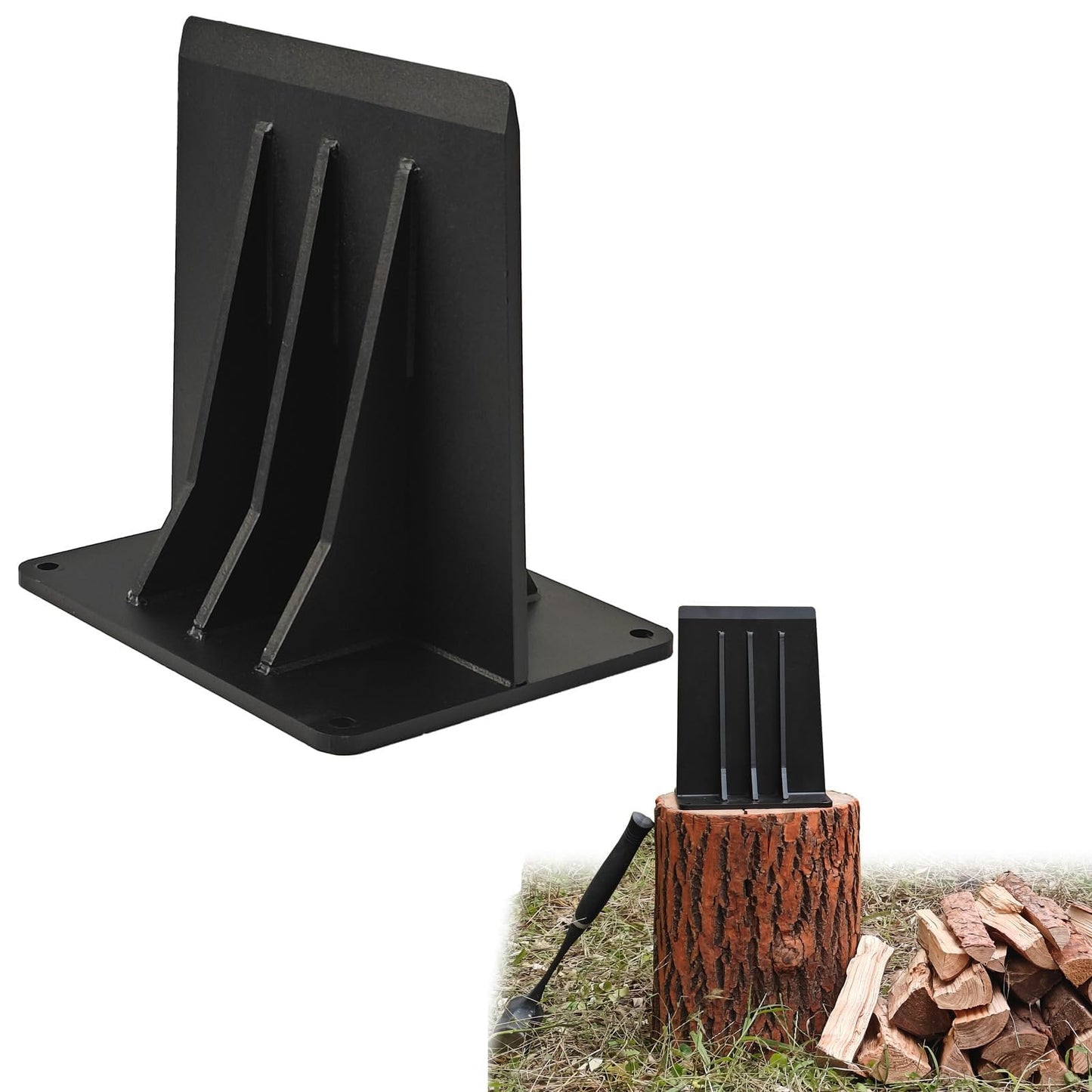 WujinJoy Kindle Cracker Log Firwood Splitter, Steel Manual Wood Splitting Wedge for Wood Stove Fireplace and Fire Pits