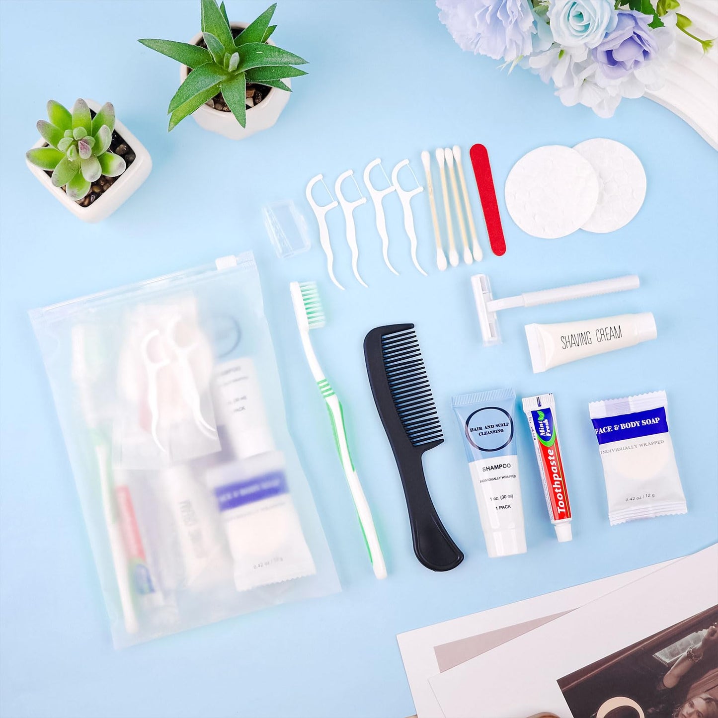 Travel Size Toiletries Kits Disposable Toiletry Set in Bulk, Portable Trial Size Personal Hygiene Care Package Supplies Amenities Essentials for Camping/ Hotel/Guest/Homeless/Charity 9-in-1 (20 Pack)