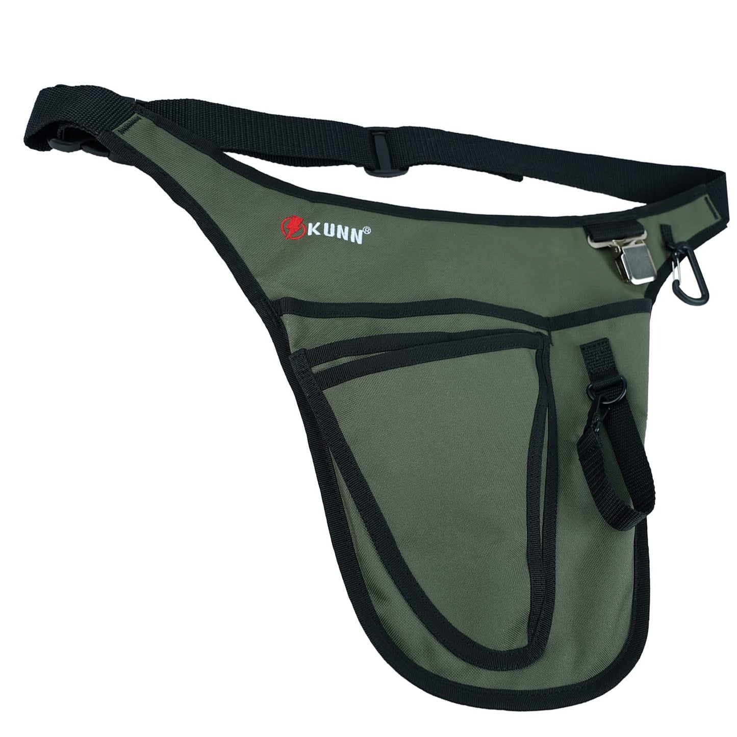 KUNN Garden Tool Belt,Durable Adjustable Tool Belt Waist Pouch with 4 Pocket for Women Men Gardeners Florist Army Green