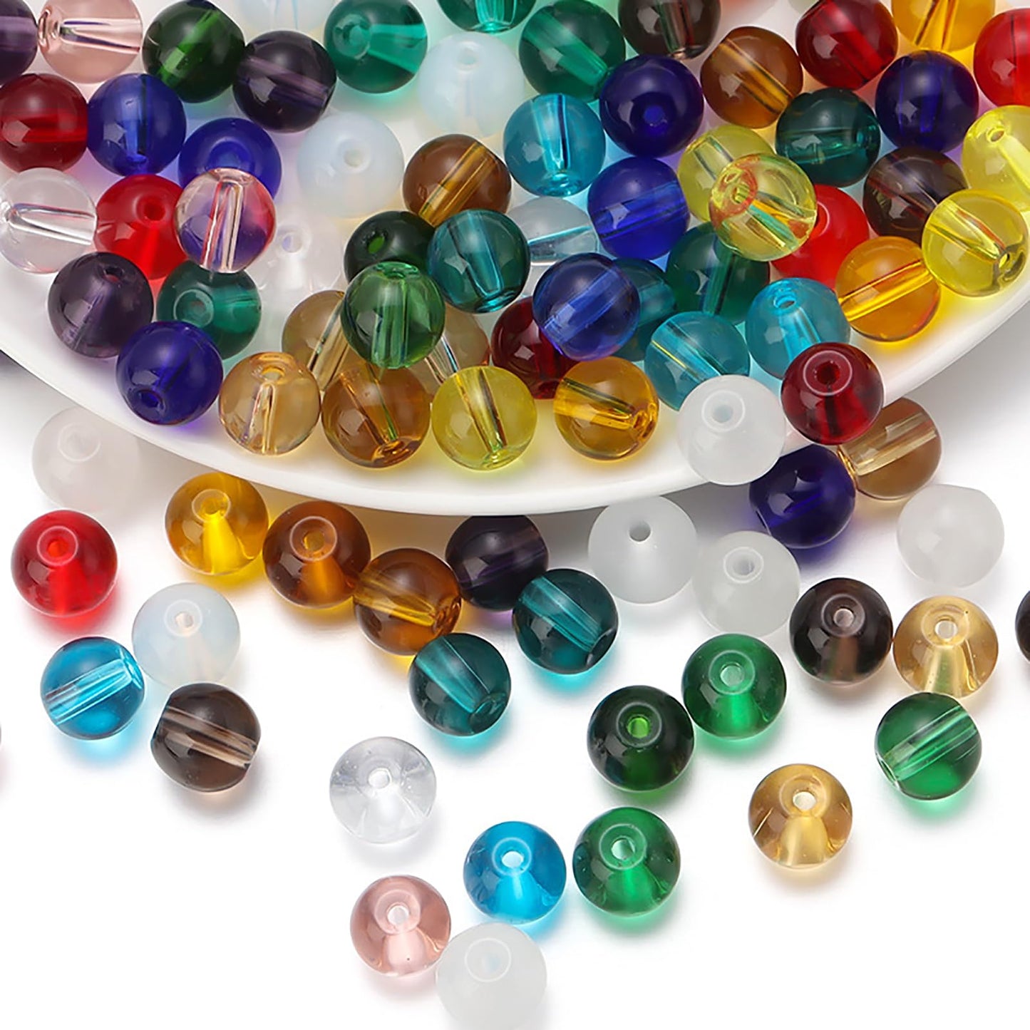 Gocelyn 476Pcs Natural Gemstone Smooth Round Crystal Glass Beads for Jewelry Making(Brown), Glass Spacer Loose Beads for Crafts Bracelets Necklaces Charms Pendants Presents 4/6/8/10/12mm