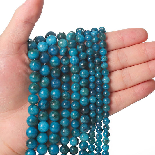 45pcs 8mm Natural Stone Beads Blue Apatite Beads Energy Crystal Healing Power Gemstone for Jewelry Making, DIY Bracelet Necklace