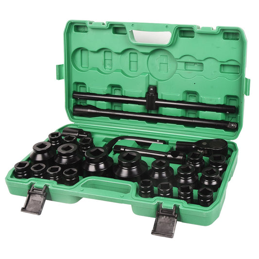 3/4 Inch and 1-Inch Drive Socket Set,26-Piece Metric Size (21-65mm) Jumbo Impact Socket Sets,6 Point, Cr-V,Includes 3/4" to 1" Adapter,Ratchet Wrench, 500m Sliding Bar and Storage Case
