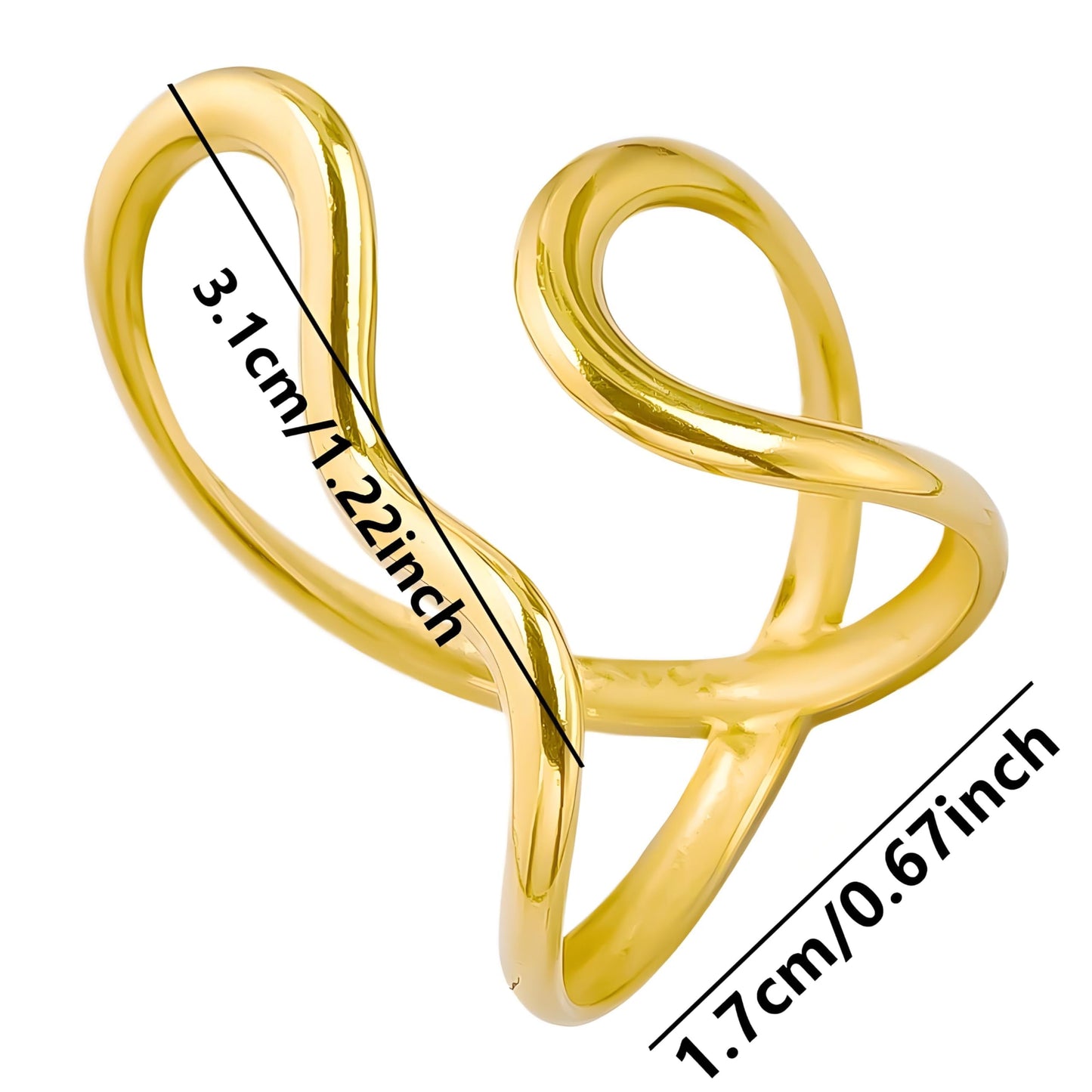 AIETUE Chunky Rings For Women, Gold Silver Thumb Ring Asymmetrical Wavy Curve Ring Adjustable Non Tarnish Dainty Stainless Steel New Year Anniversary Birthday Jewelry Gift (Wavy Gold+Silver)