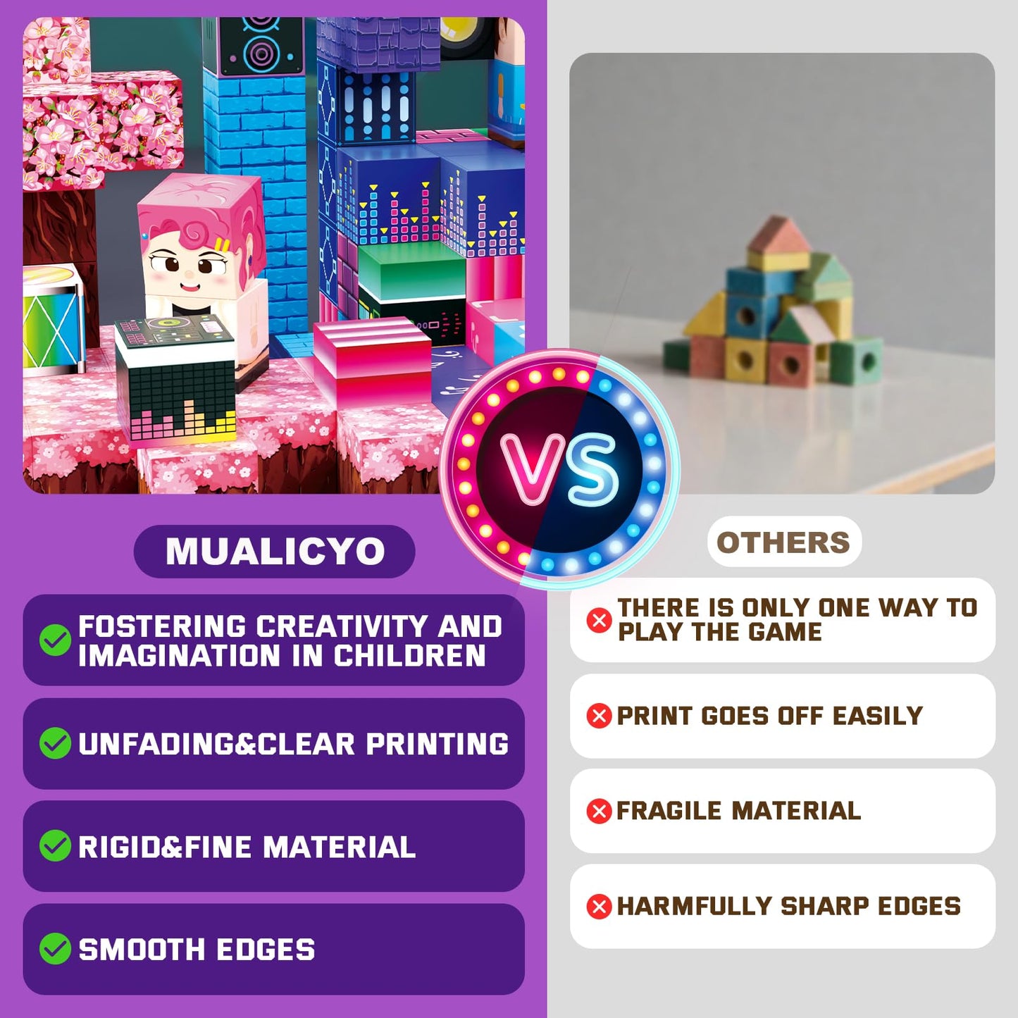 MUALICYO 120 PCS Magnetic Building Blocks, Musical Festival STEM Construction Montessori Magnet Blocks for Kids Boys Girls Age 3-12, Learning Stacking Toys for Christmas Birthday Gifts