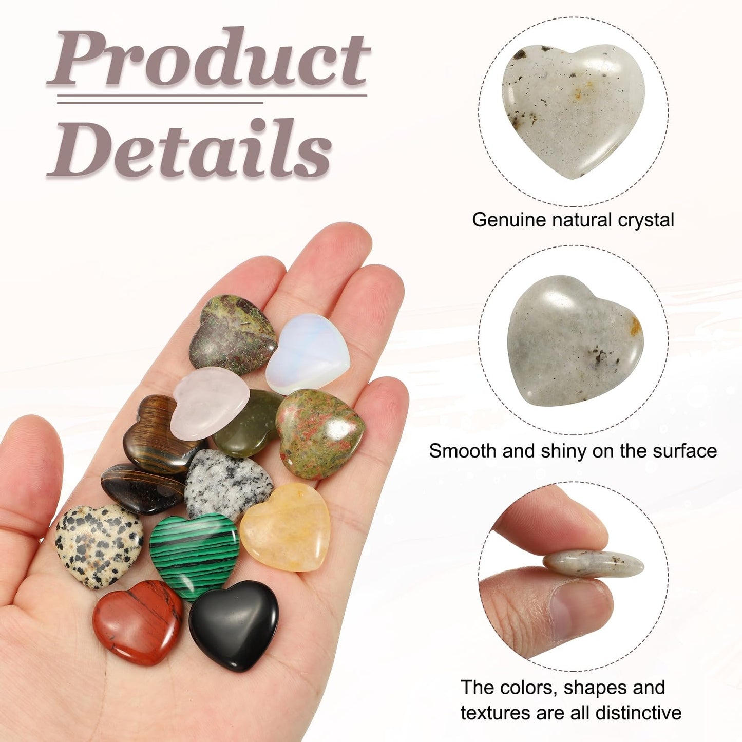 uxcell 5 Pcs Moonstone Crystal Stones Heart Shaped, 2 cm Tumbled Stones and Crystals, Polished Gemstone Rocks for Women Gifts Meditation Crafting Home Decor