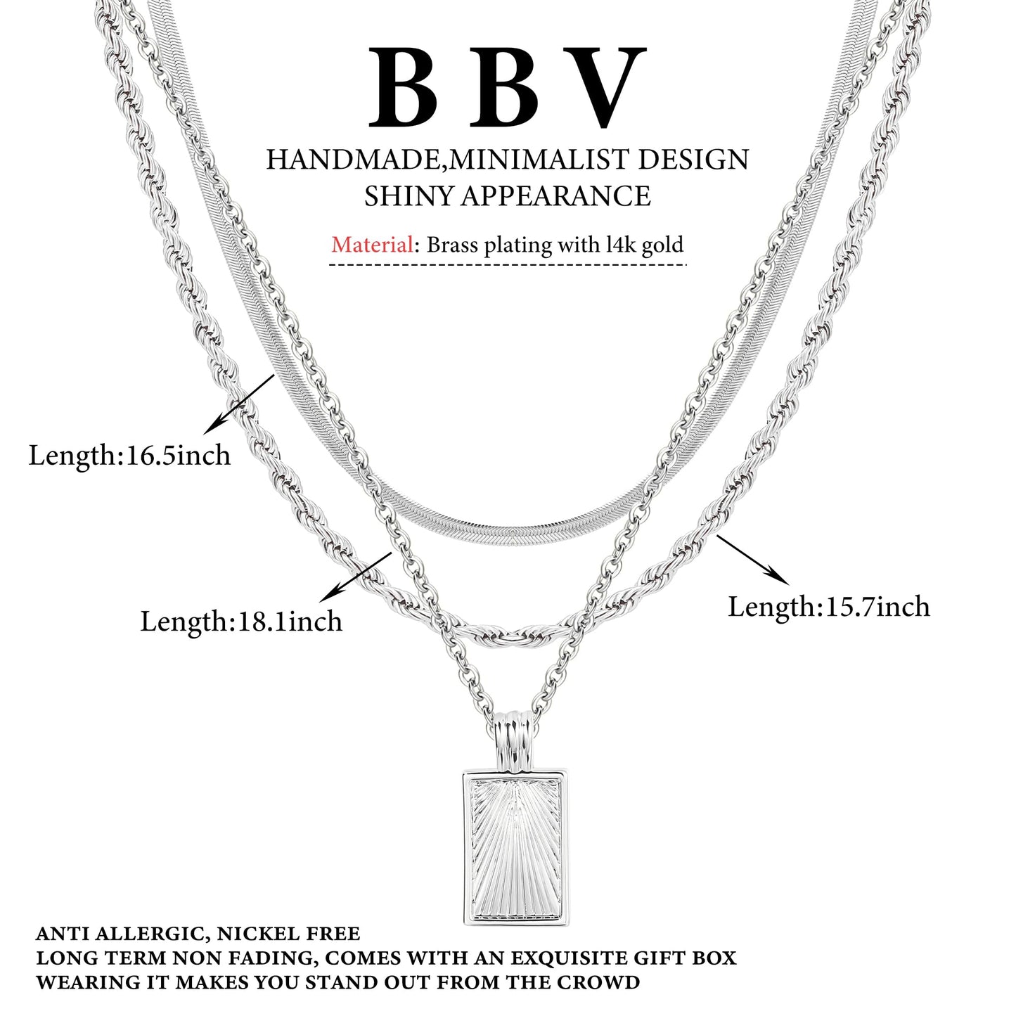 Layered Gold Necklaces for Women Stackable Dainty 14K Gold Plated Silver Chain Necklace Layering Cute Fashion Pendant Choker Necklaces Trendy Jewelry Set Gifts for Women (Rope twist snake chain O-ring chain texture, silver)
