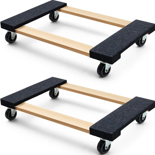 Simpli-Magic 79545 30 in. x 18 in. Hardwood Furniture Moving Dolly 1,320 lbs. Capacity – 4 Swivel Wheels Heavy-Duty Furniture Dollies, 2 Pack