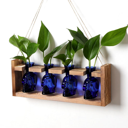 CYZglass Plant Propagation Stations Halloween Skull Plant Terrarium Kit Glass Vases Gift for Father Air Planter Home Office Decor