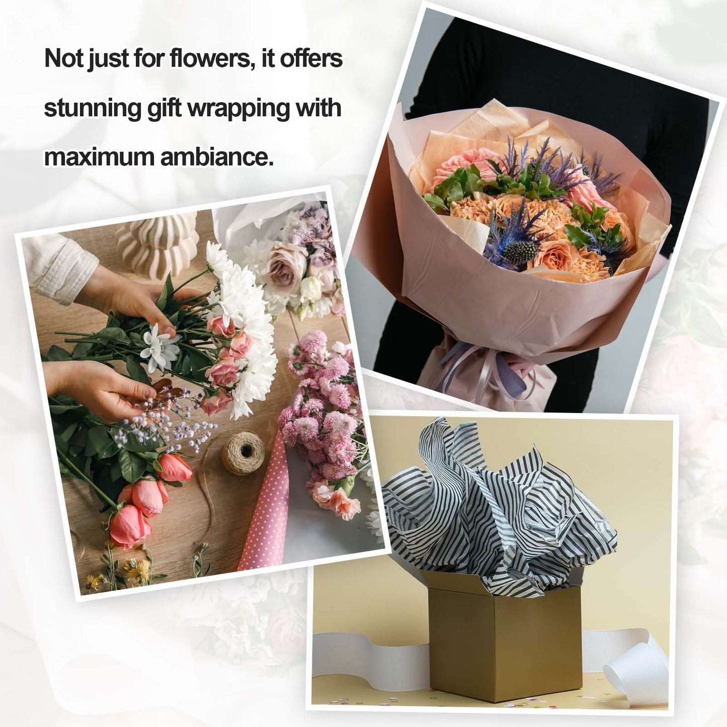 PATIKIL Tissue Paper for Flowers Bouquets (11"x11", Fresh Beige)(70 Sheet) Withdrawable Korean Cotton Wrapping Flower Paper Non-Woven Floral Bouquet Wraps, Suit for - Floral/Gift Packaging