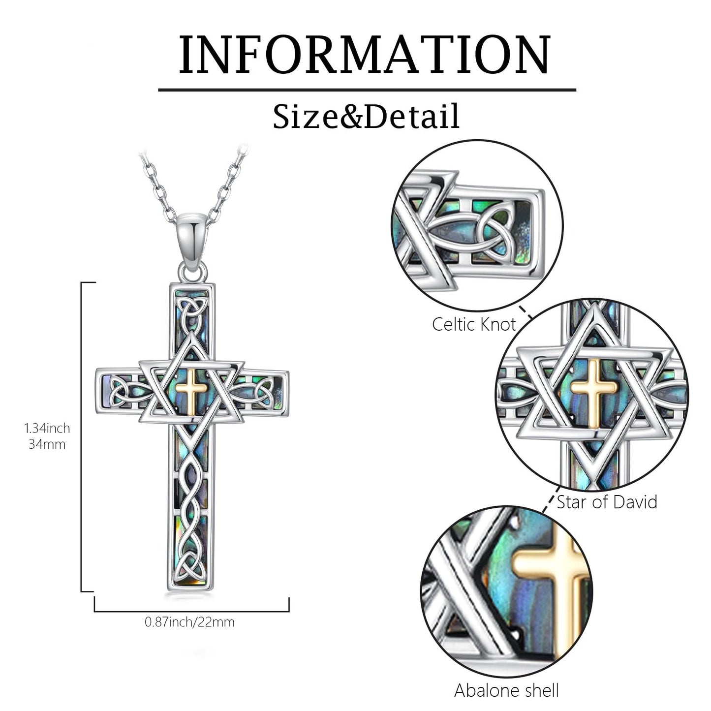 KoyeKei Star of David Necklace for Women 925 Sterling Silver Star of David Cross Pendant Jewish Judeo Necklaces Christian Celtic Knot Jewelry Hanukkah Mothers Day Gifts for Mom Wife Grandma