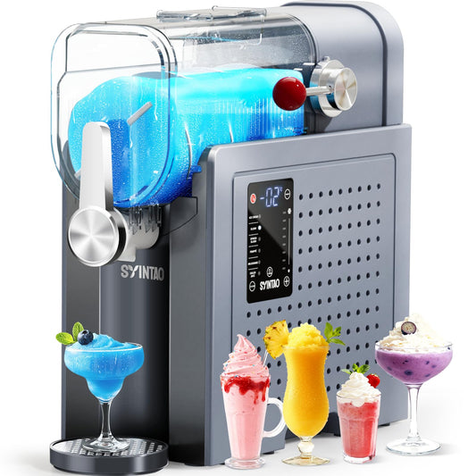 SYINTAO 2-in-1 Slushie & Soft Serve Ice Cream Maker, 88oz No-Ice-Needed Frozen Drink Machine with LED Display, 6 Preset Modes, Auto-Clean & Delay Timer – Gift for Family