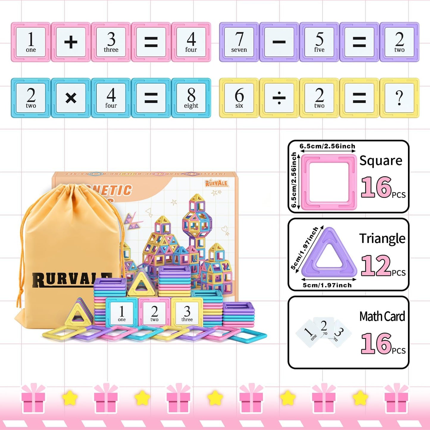 Toddler Girl Toys, Magnetic Tiles 44pcs, Birthday Gifts Ideas for Girls Age 3-5, Magnetic Building Blocks, Magnet STEM Montessori Toddler Kids Christmas Toys Gifts for 3 4 5 6 7 Year Old Girls